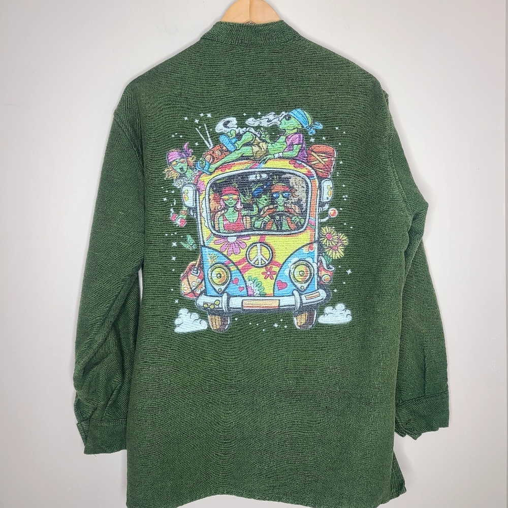 Ganesh Himal Hand Made Tunic Button Down Psychadelic Hippie Aliens Size XL
